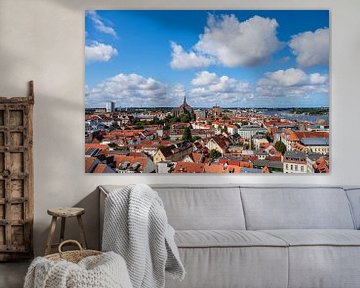 Blick über die Dächer der Hansestadt Rostock von Rico Ködder