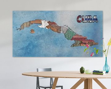 Map Cuba wood by Rene Ladenius Digital Art