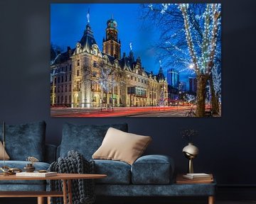 Hôtel de ville de Rotterdam à l'heure bleue