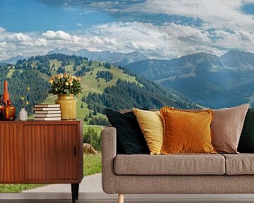 Mountain pasture with cows near La Lécherette, Château-d'Oex, Canton Vaud, Switzerland by Rene van der Meer