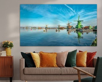 Windmills on the river Zaan near the Zaanse Schans, Zaandam, North Holland, Netherlands by Rene van der Meer