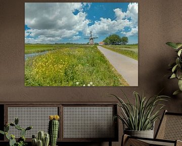 Windmill De Puollen, Dronryp, Friesland, Netherlands by Rene van der Meer