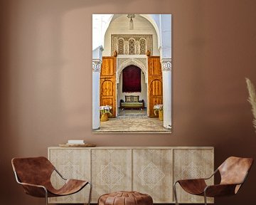 Facade with entrance gate in palace in Medina in Marrakech Morocco by Dieter Walther