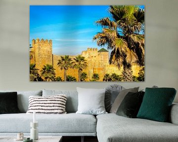 City wall with palm trees in Rabat Morocco by Dieter Walther