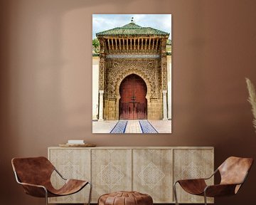 Toegangsdeur van het mausoleum van Mulai Ismail in Meknes Marokko van Dieter Walther