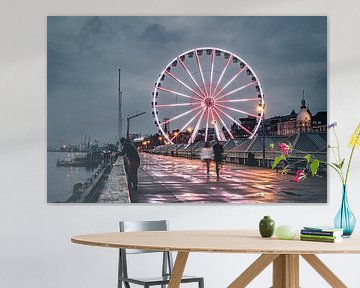 Reuzenrad aan Scheldekaai Antwerpen bij nacht | Stadsfotografie | Nachtfotografie van Daan Duvillier | Dsquared Photography