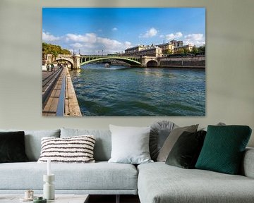 Uitzicht over de Seine naar Parijs, Frankrijk van Rico Ködder
