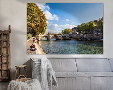 View over the Seine to Paris, France by Rico Ködder