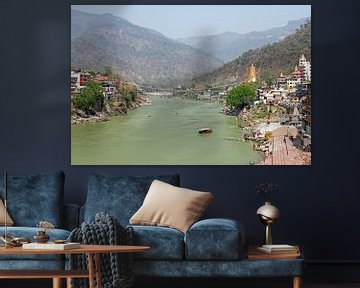 De rivier de Ganges bij Lakshman Jhula in India
