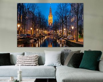 Die Zuiderkerk in Amsterdam bei Nacht von Eye on You