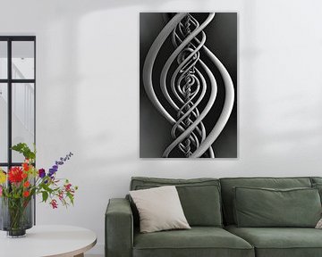 Spirale fantastique en noir et blanc sur W J Kok