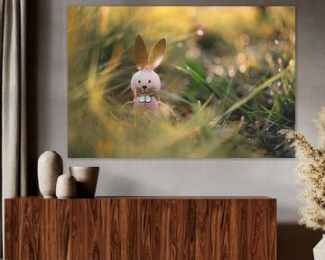 Lapin de Pâques dans l'herbe bokeh sur Tania Perneel