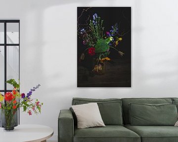 green parrot flowers, amazonepapegaai bloemen van Corrine Ponsen