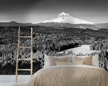Panorama van Mount Hood in zwart-wit van Henk Meijer Photography
