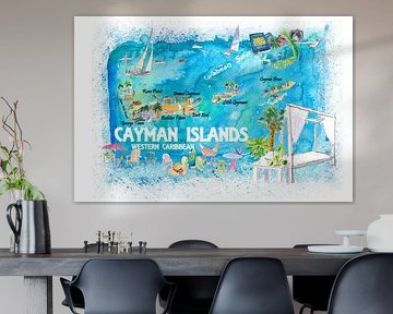 Cayman Islands Illustrierte Reisekarte mit Straßen und Highlights