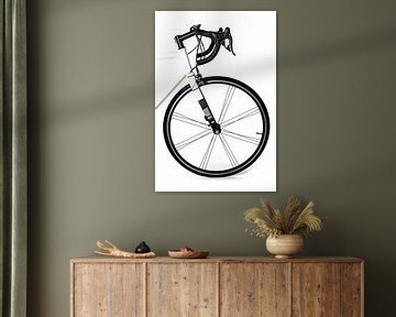 Rennrad-Vorderrad in weiß mit schwarzen und grauen Details von Sjoerd van der Wal