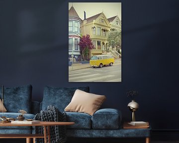 Vintage Yellow Van in San Francisco California by Carolina Reina