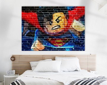 LEGO Superman wall graffiti by Bert Hooijer