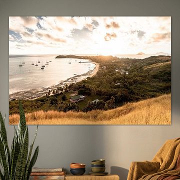 Zonsondergang overzicht foto op een eiland in Fiji.