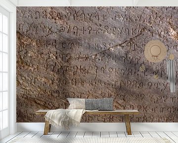 Antique temple wall with Burmese writing by Affect Fotografie