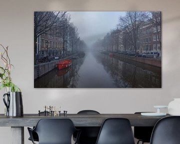 Herengracht Amsterdam met mist. van Maurits van Hout