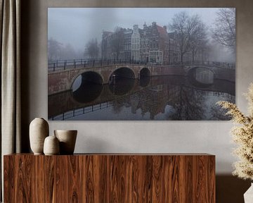 Mistige Keizersgracht in Amsterdam van Maurits van Hout