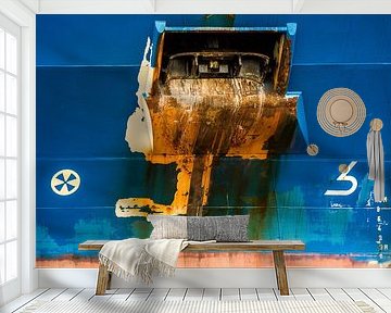 Scheepsboeg rauw  de in haven Amsterdam. van scheepskijkerhavenfotografie