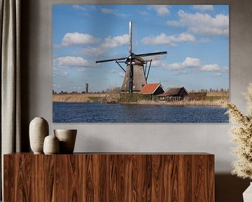 Hollands landschap molen Kinderdijk close van Leontien Adriaanse