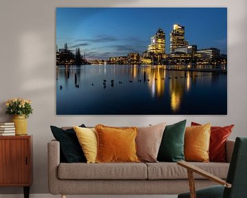 High-rise buildings on the Amstel during Blue Hour