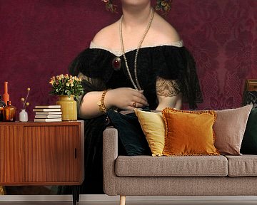 Portret van Marie-Clotilde-Inès Moitessier, geschilderd door Dominique Ingres, met potlood onder de van Maarten Knops