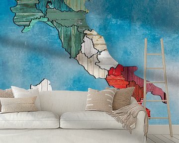 Karte von Italien Holz von Rene Ladenius Digital Art