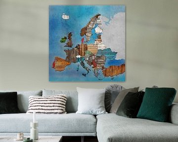 Karte Europa Holz von Rene Ladenius Digital Art