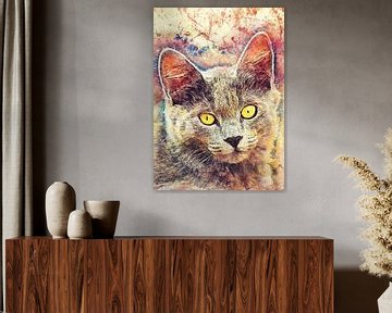 Kat dieren aquarel kunst #kat #kitten van JBJart Justyna Jaszke