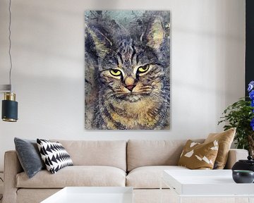 Cat animal watercolor art #cat #kitten by JBJart Justyna Jaszke