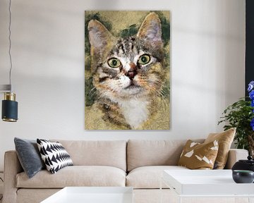 Cat animal watercolor art #cat #kitten by JBJart Justyna Jaszke