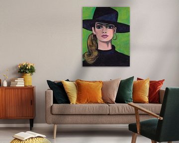 Girl With Black Hat van Lucienne van Leijen