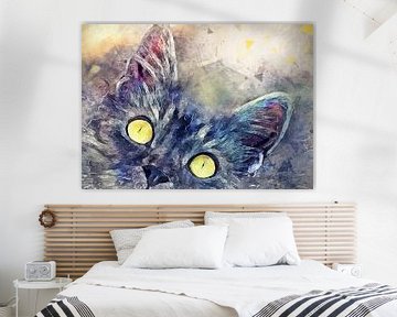 Kat dieren aquarel kunst #kat #kitten van JBJart Justyna Jaszke