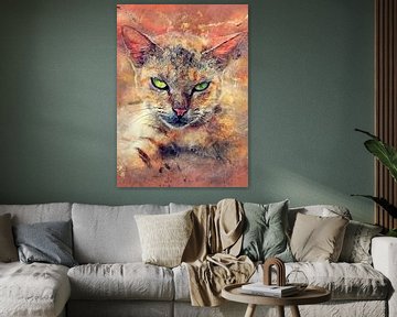 Cat animal watercolor art #cat #kitten by JBJart Justyna Jaszke