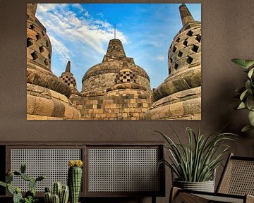 Hoofd Stupa Borobudur van Eduard Lamping