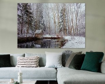 Winter in het huisje bij de vijver van Jürgen Schmittdiel Photography
