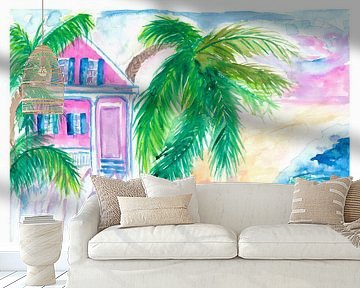 Key West Conch Haus und Strand mit Hahn von Markus Bleichner