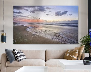 Sunset on the beach by Pieter van Roijen