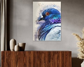 Aquarelle d'oiseau pigeon #pigeon sur JBJart Justyna Jaszke