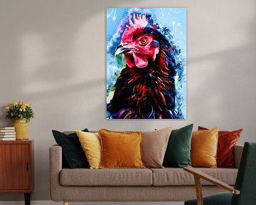 Oiseau coq art aquarelle #rooster sur JBJart Justyna Jaszke