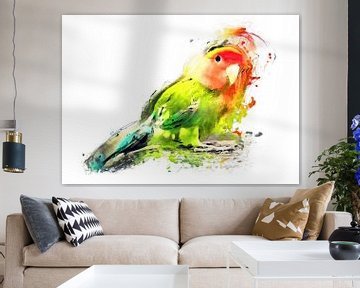 Lovebird bird watercolor art #Lovebird by JBJart Justyna Jaszke