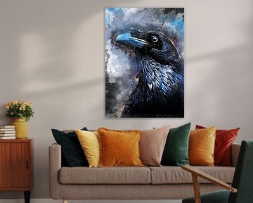 Raaf vogel aquarel kunst #raven van JBJart Justyna Jaszke