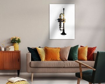Trompete Musikinstrument schwarz und gold Kunst #Trompete von JBJart Justyna Jaszke