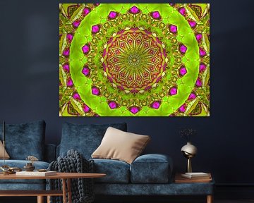 Magic Mandala (Magische Mandala in Lichtgroen) van Caroline Lichthart