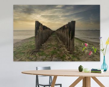 Postes de plage à Nieuwvliet-Bad sur Ellen Driesse