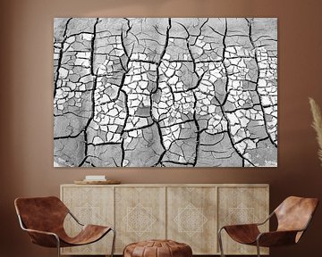 Abstract droog zand patroon in zwart wit van Lisette Rijkers